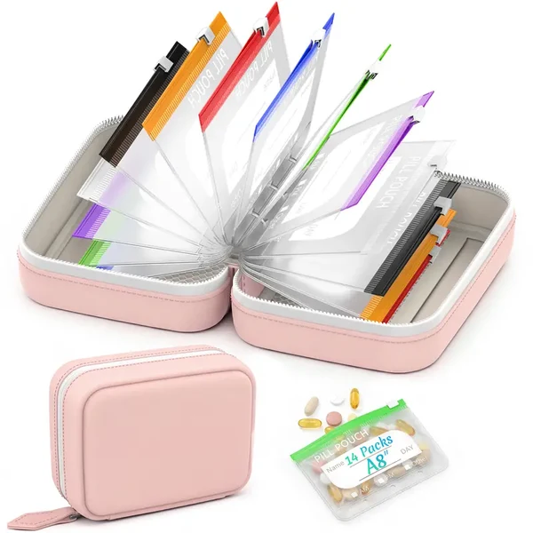 💊A8 Waterproof Pill Pouch Set – 7 to 14 Days of Meds & Vitamins💧Waterproof & Crush-Resistant Shell