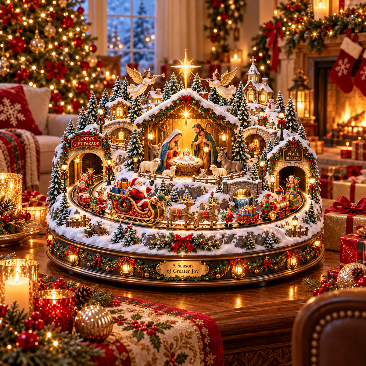 Nativity Scene & Santa’s Christmas Gift Parade ✝️🎅 – Lighted Holiday Village with a Touch of Christmas Magic ✨🎄