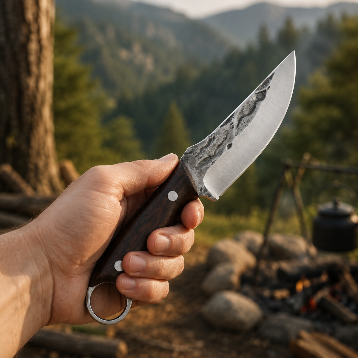 ποΈ Outdoor Fixed-Blade Camping Knife with Leather Sheath