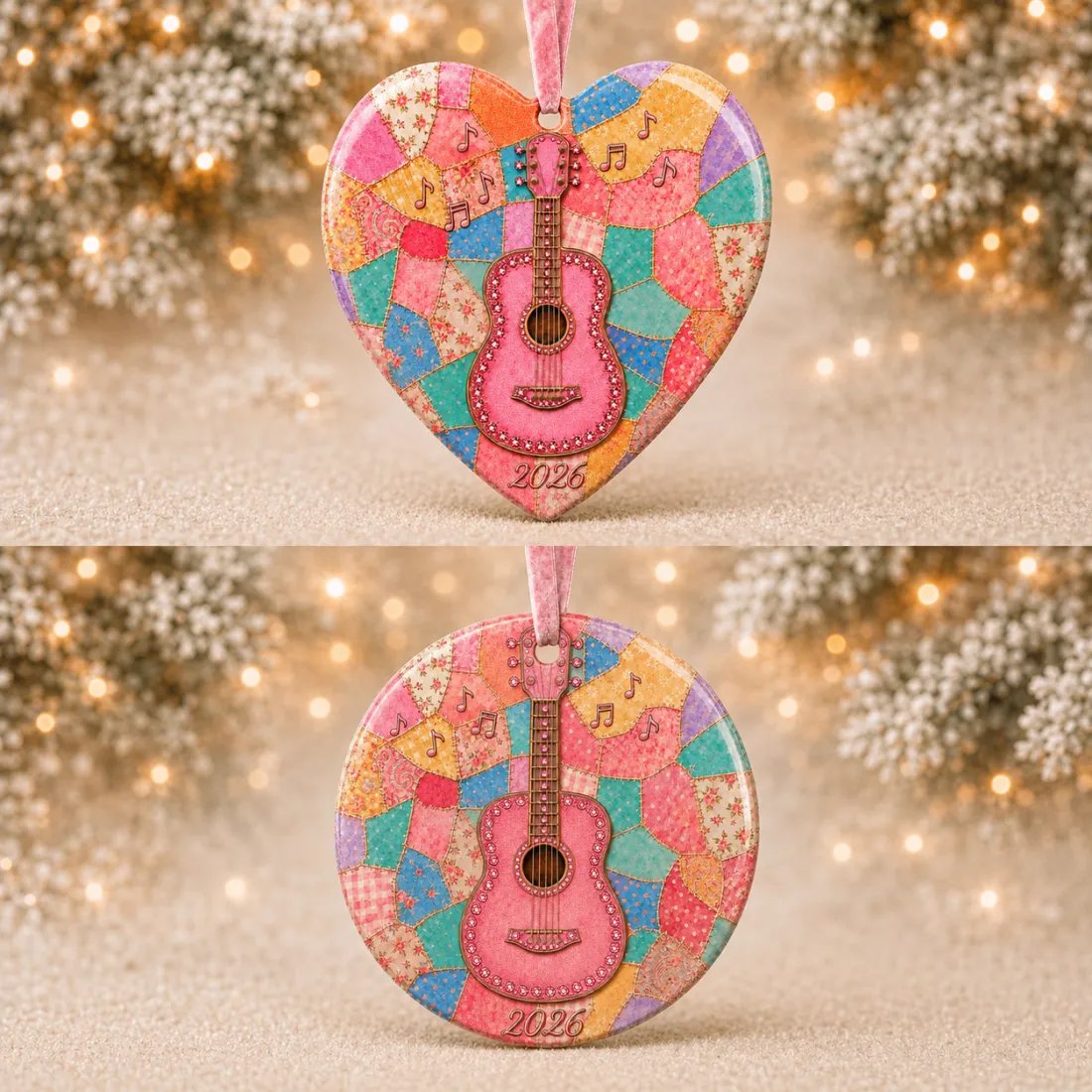 ๐Last Day 50% OFF - Pink Guitar Memorial Heart Ornament
