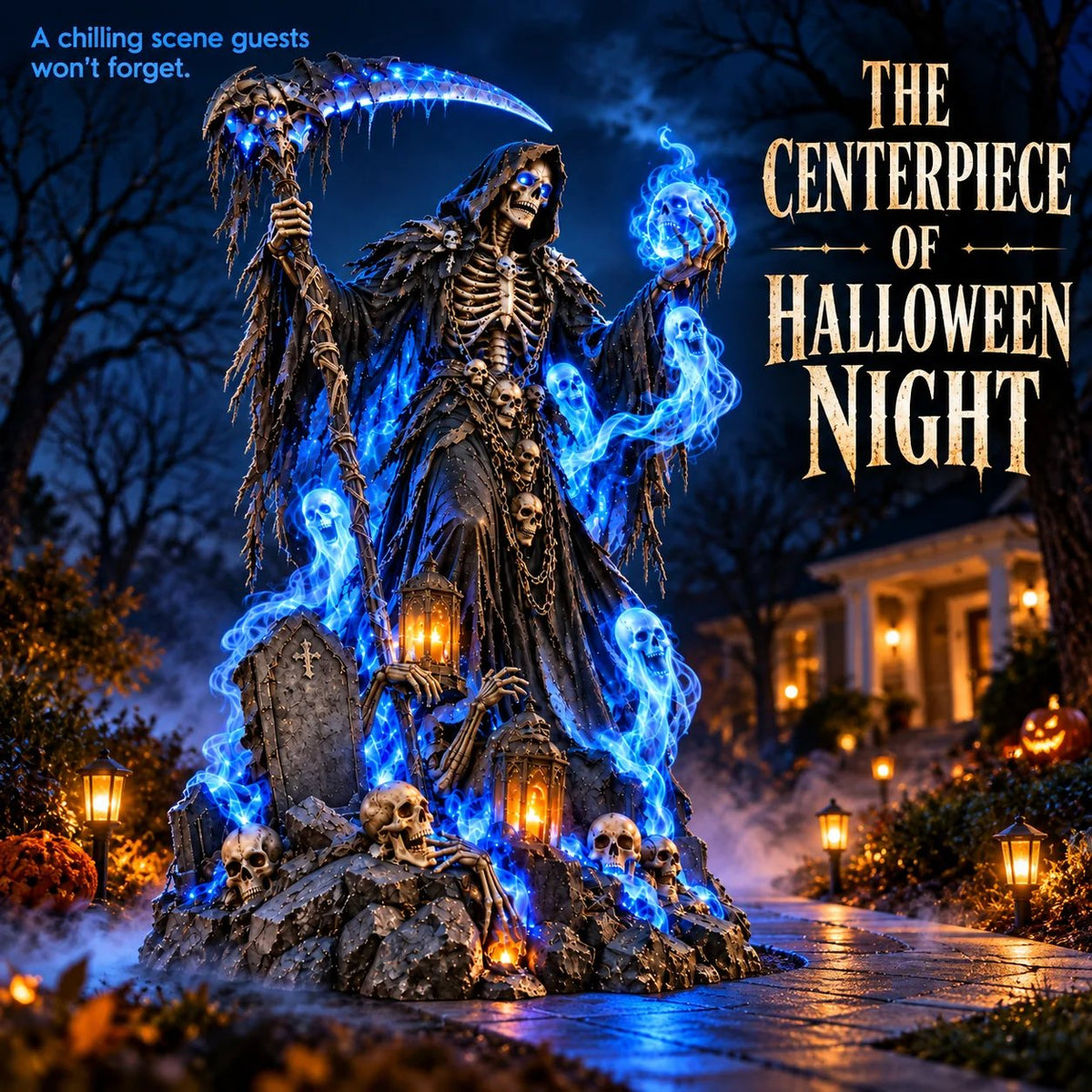 ππ» Giant Glowing Grim Reaper β Haunted Blue Spirit Halloween Yard Display