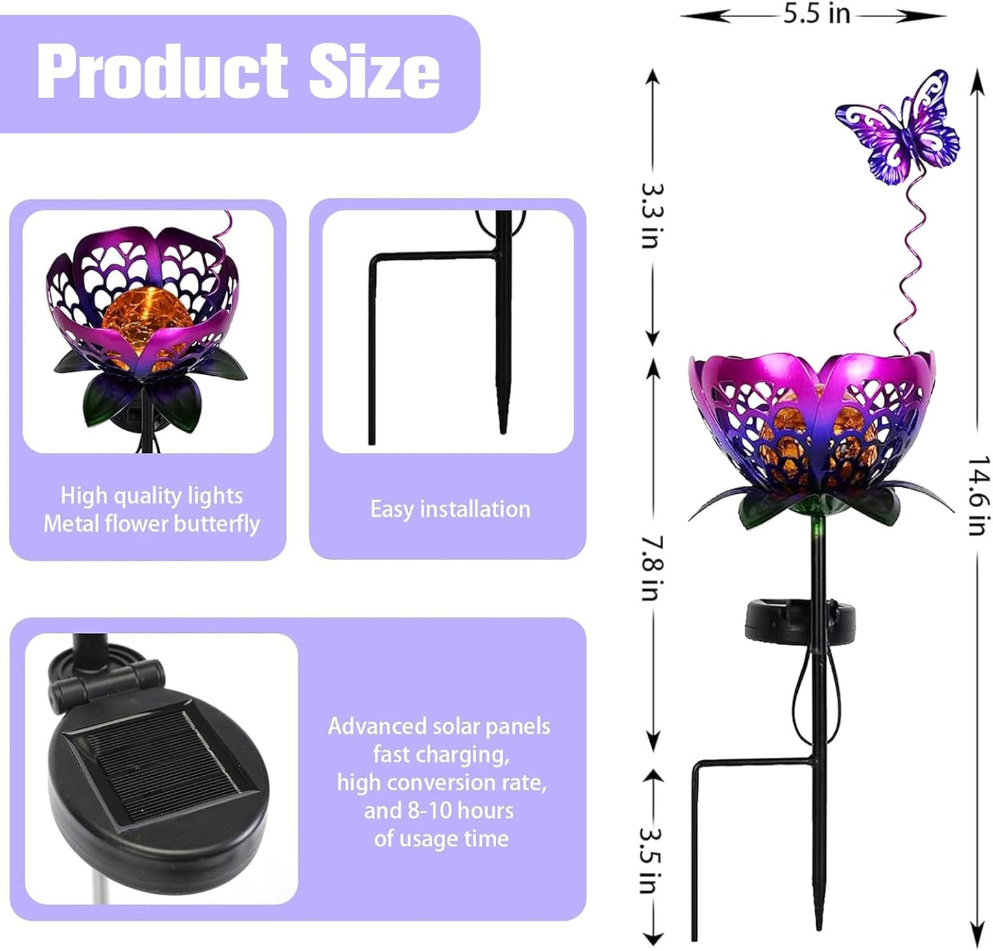🦋Solar-powered butterfly lotus lantern