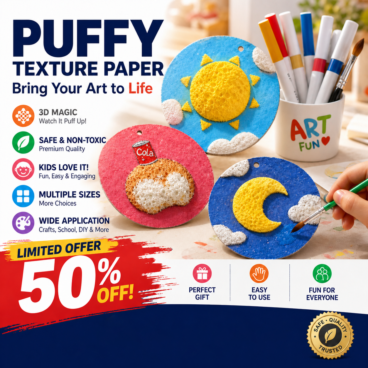 🎄Special Surprise Offer 🎁Buy 3 Get 2 Free!🔮Master the magic of painting!👩🎨Foam Texture Painting Paper🎁