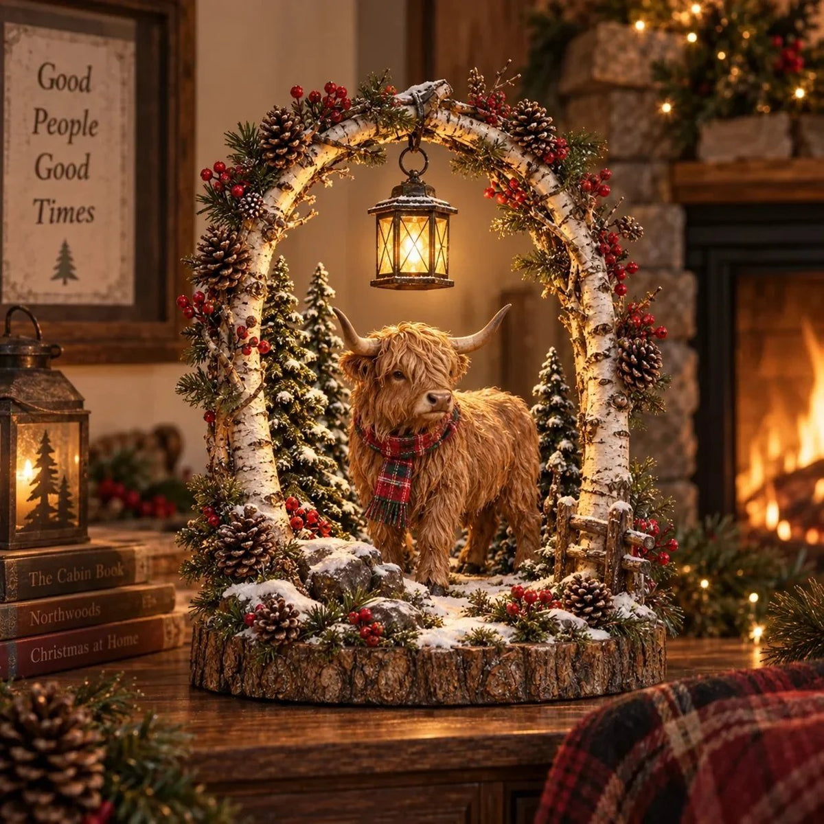 Woodland Christmas Lantern Collection – Lighted Forest Tabletop Decor