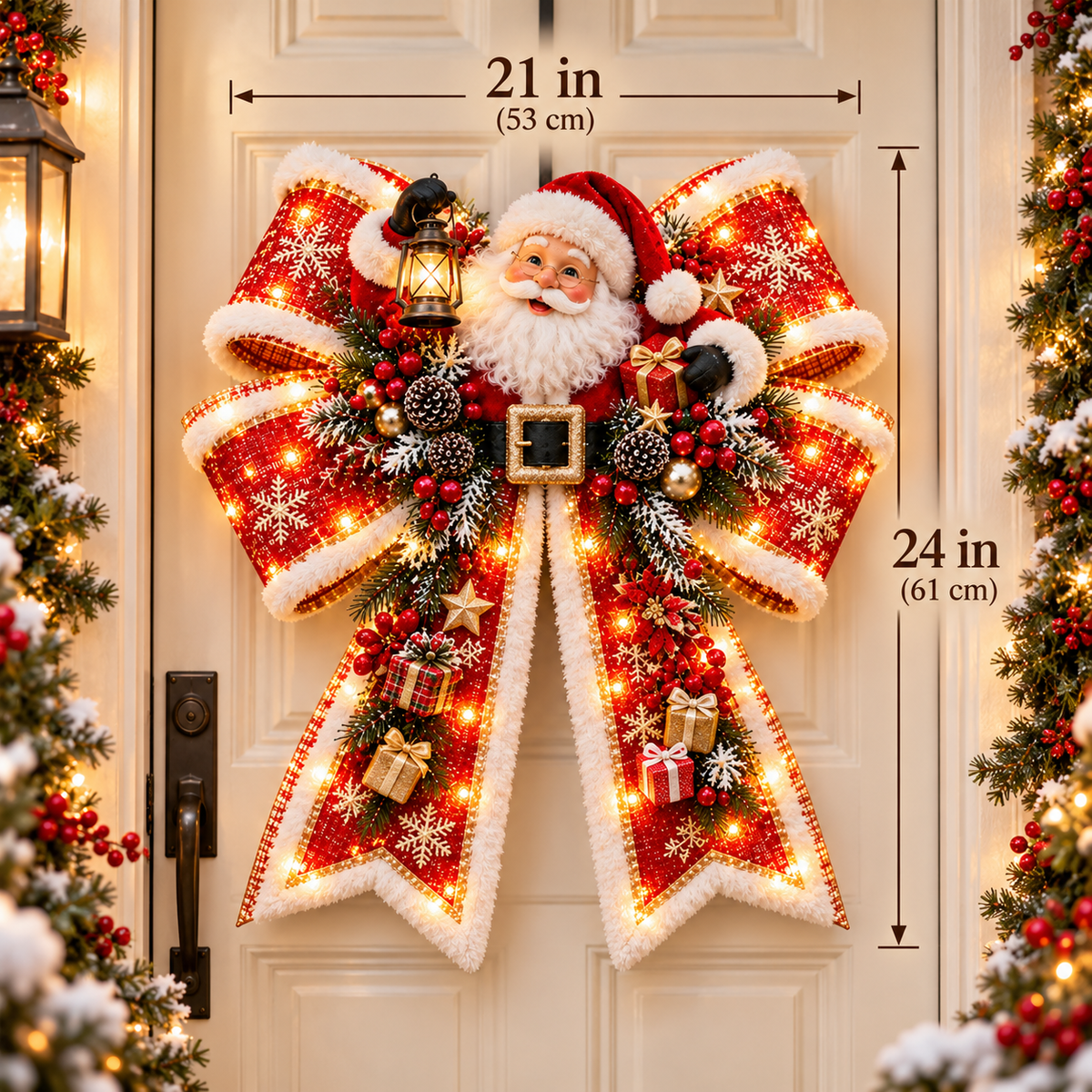 ๐๐ Christmas Magic Bow Door Hangers โ Oversized Light-Up Holiday Bows in 6 Festive Styles