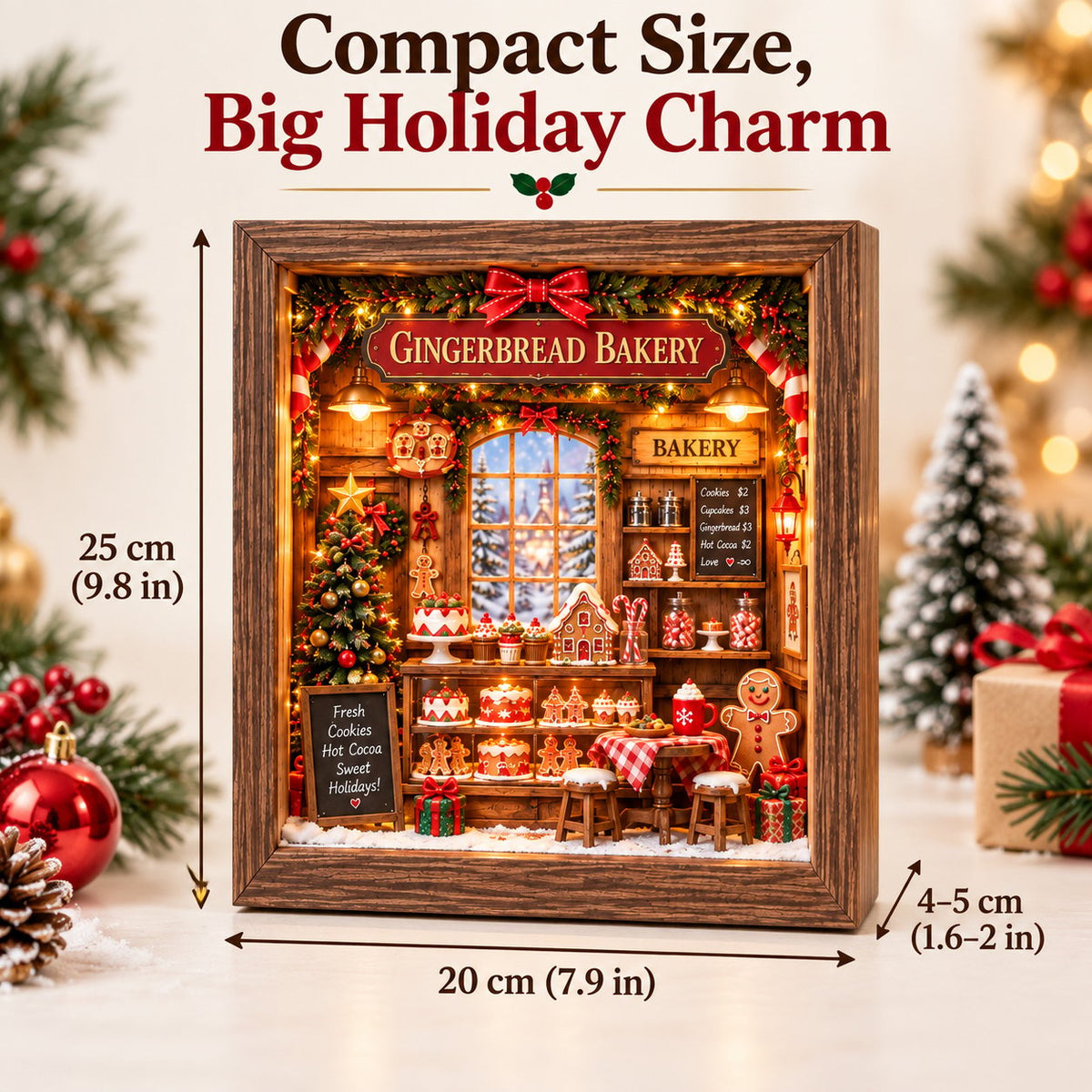 π Gingerbread Bakery DIY Miniature Shadow Box Kit-Buy 2 Free Shipping
