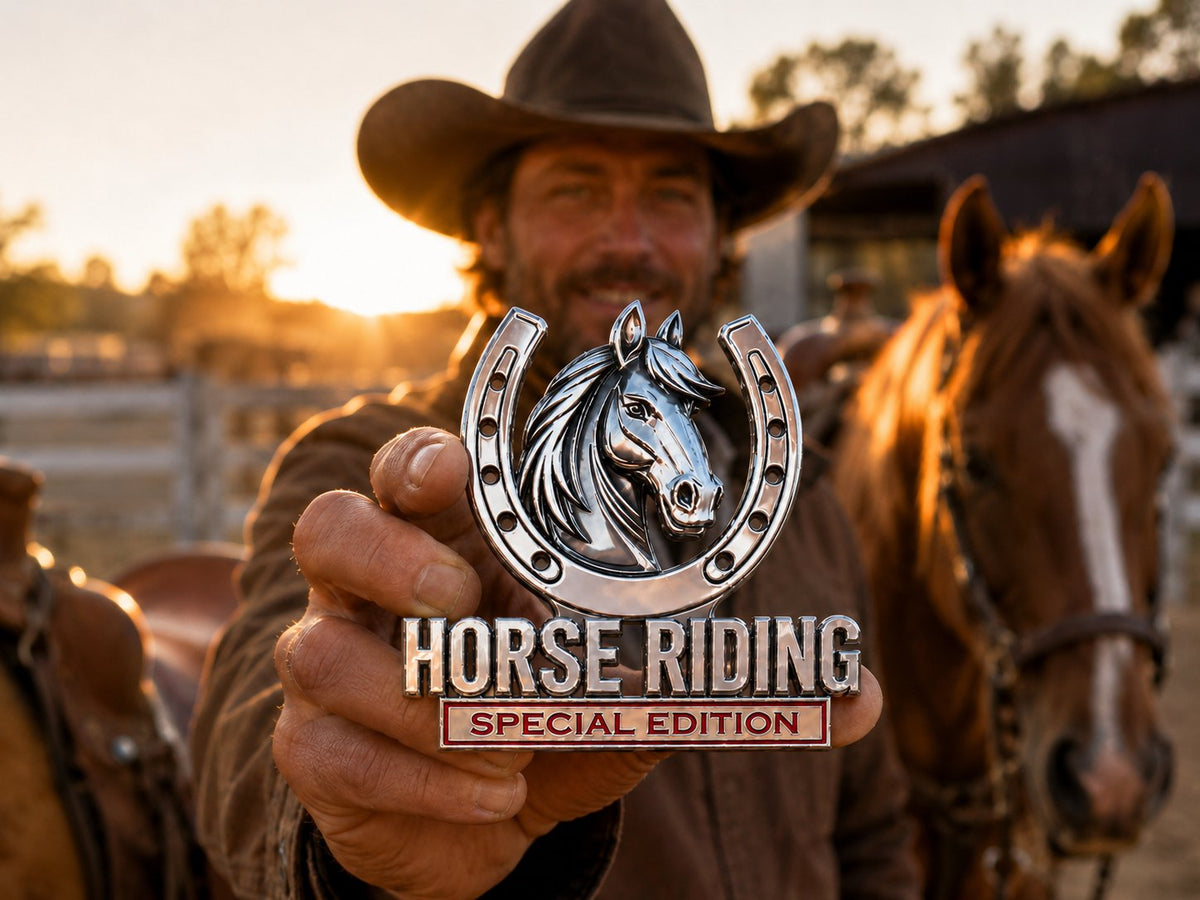 đ Horse Riding Special Edition 3D Chrome Metal Car Emblem
