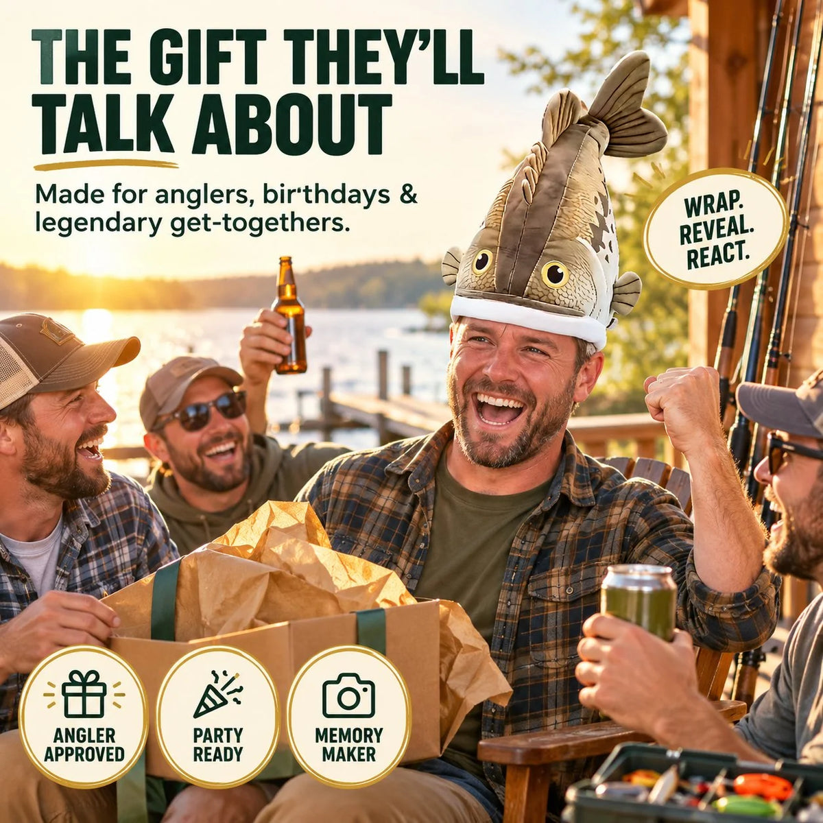 ๐ฅLast day 70% OFF๐ Funny 3D Fish Hat โ Funny Fishing Gift for Anglers, Lake Days & Parties