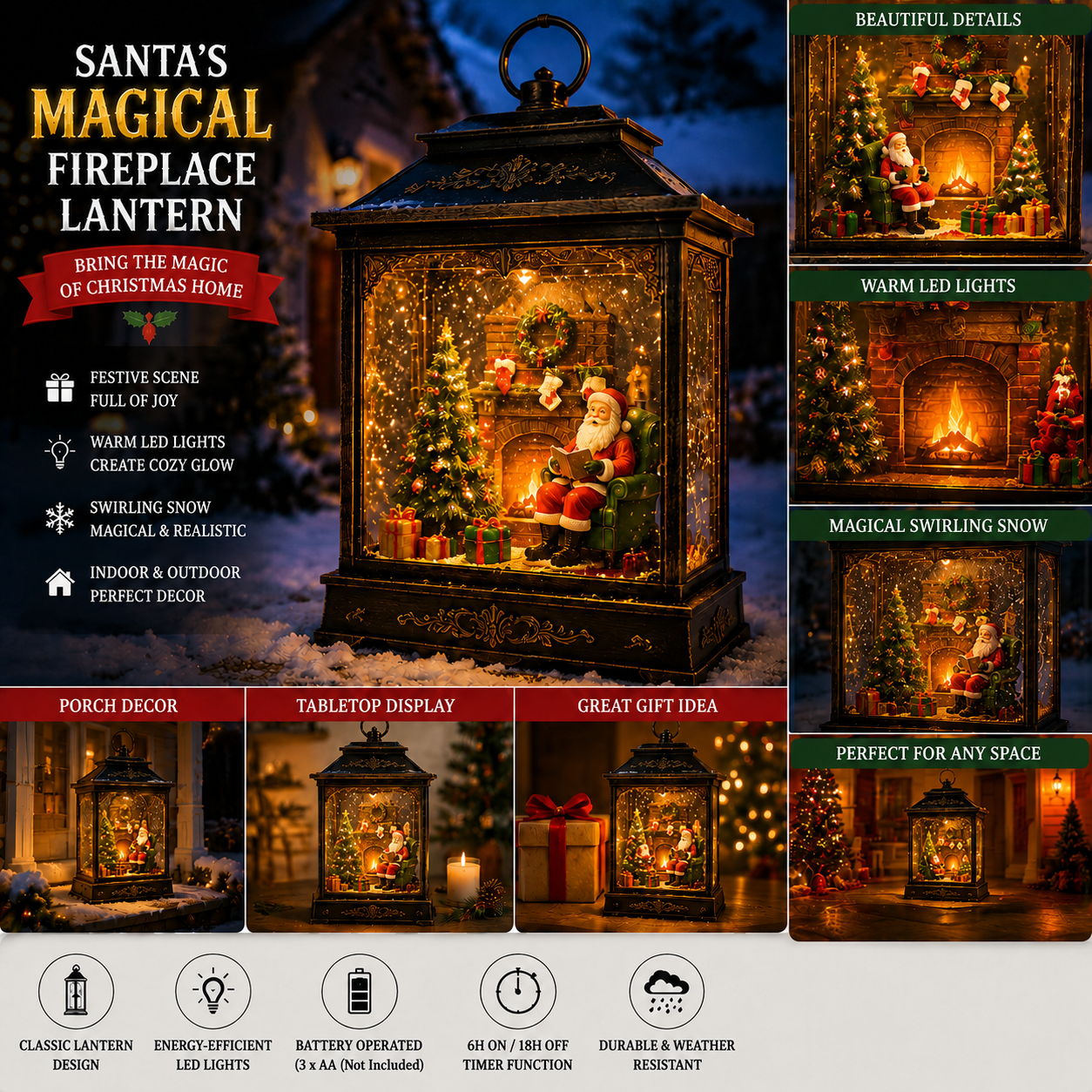π
Santaβs Magical Fireplace Lantern-π Bring the Magic of Christmas Home β¨