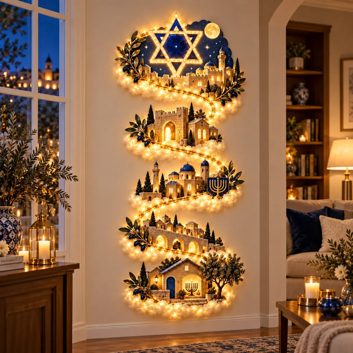 🕎 Hanukkah Festival of Lights Wall Decor Collection – 4 Glowing Designs Celebrating Eight Nights of Light ✨