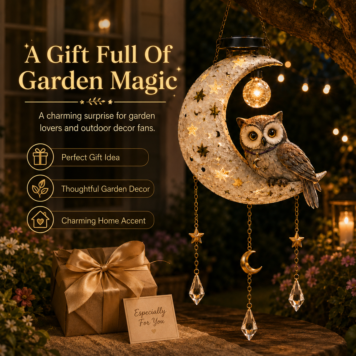 💥HOT SALE 50% OFF🔥Solar Owl Moon Garden Light