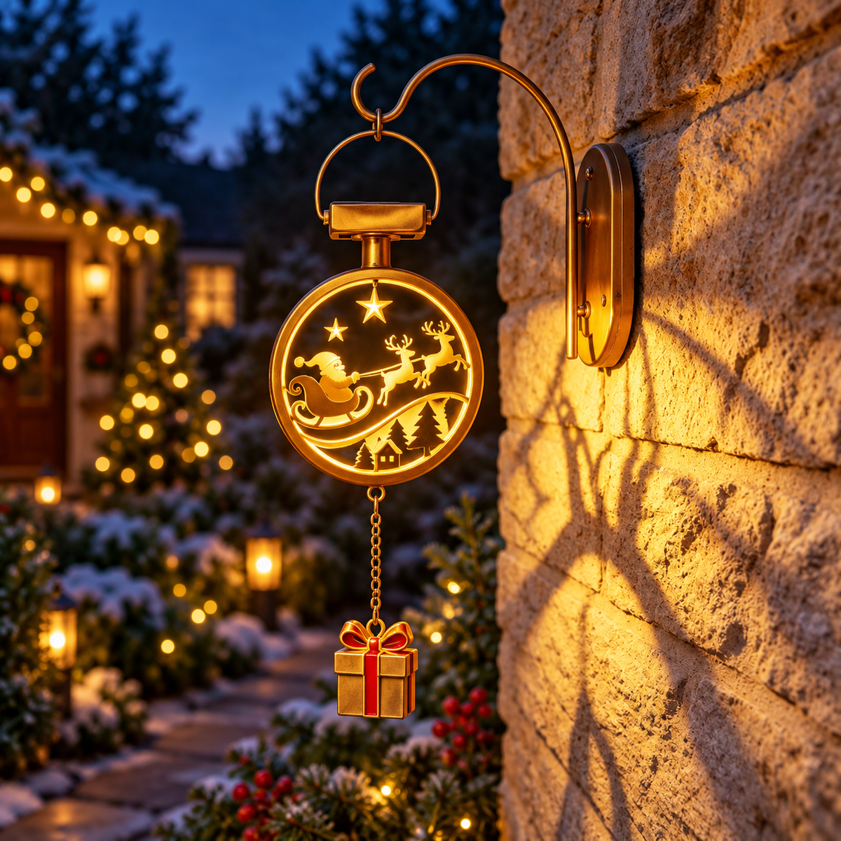 ⏳ Last Day 49% OFF - Christmas Glow Solar Wall Lantern