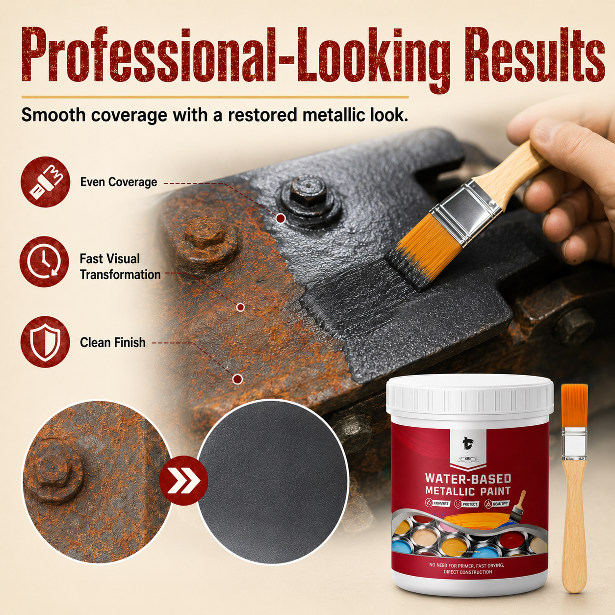 π‘οΈ Water-Based Rust Converter & Metallic Paint β Stop Rust. Restore Metal.