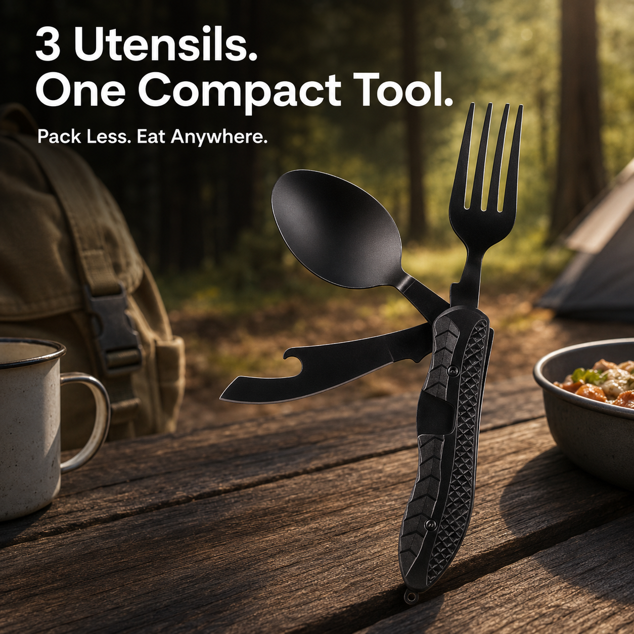 ποΈ 3-in-1 Folding Camping Utensil β Compact Fork, Spoon & Knife