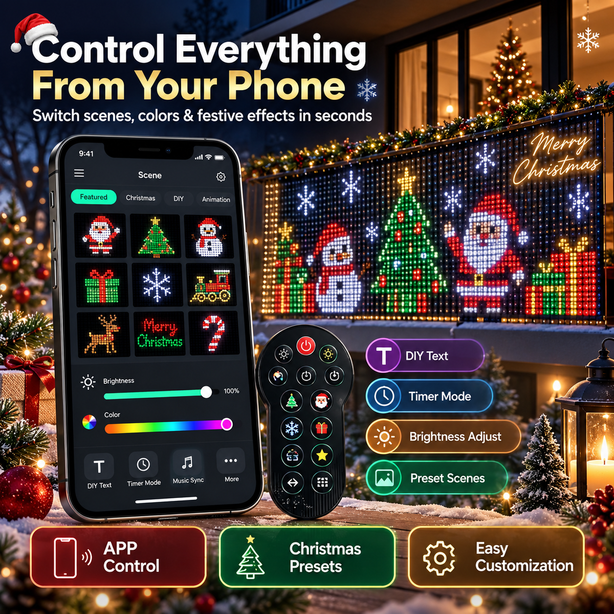 π₯LAST DAY 49% OFF -π Smart RGB Pixel LED Curtain Lights | App-Controlled Dynamic Holiday Light Show for Outdoor Home Decoration