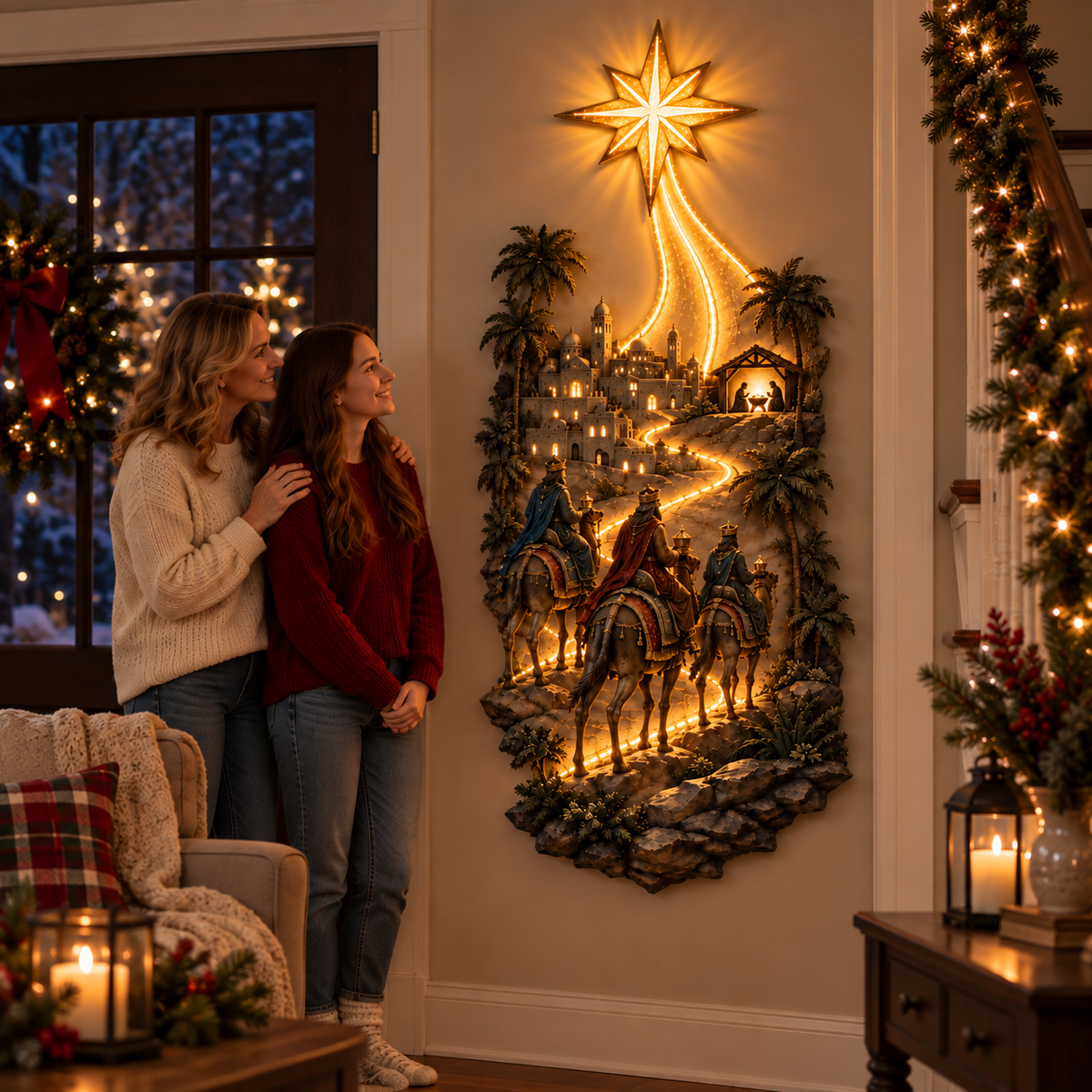 ✨ Follow the Star Nativity Wall Light | Three Wise Men Christmas Faith Decor