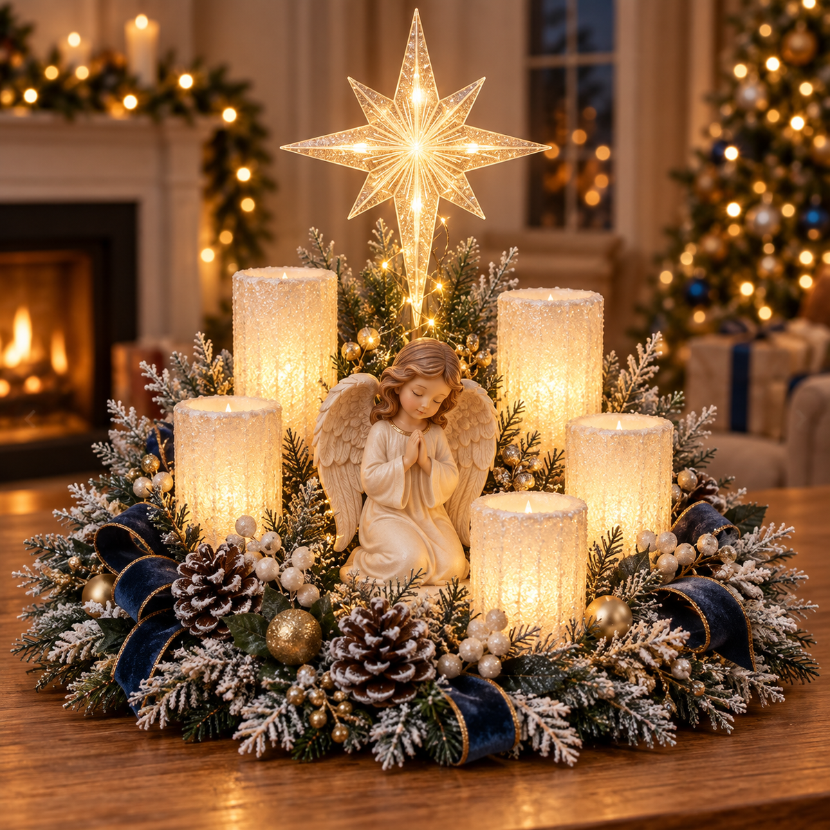 π Glowing Christmas Centerpiece with Warm Flameless Candlelight β¨π―οΈ