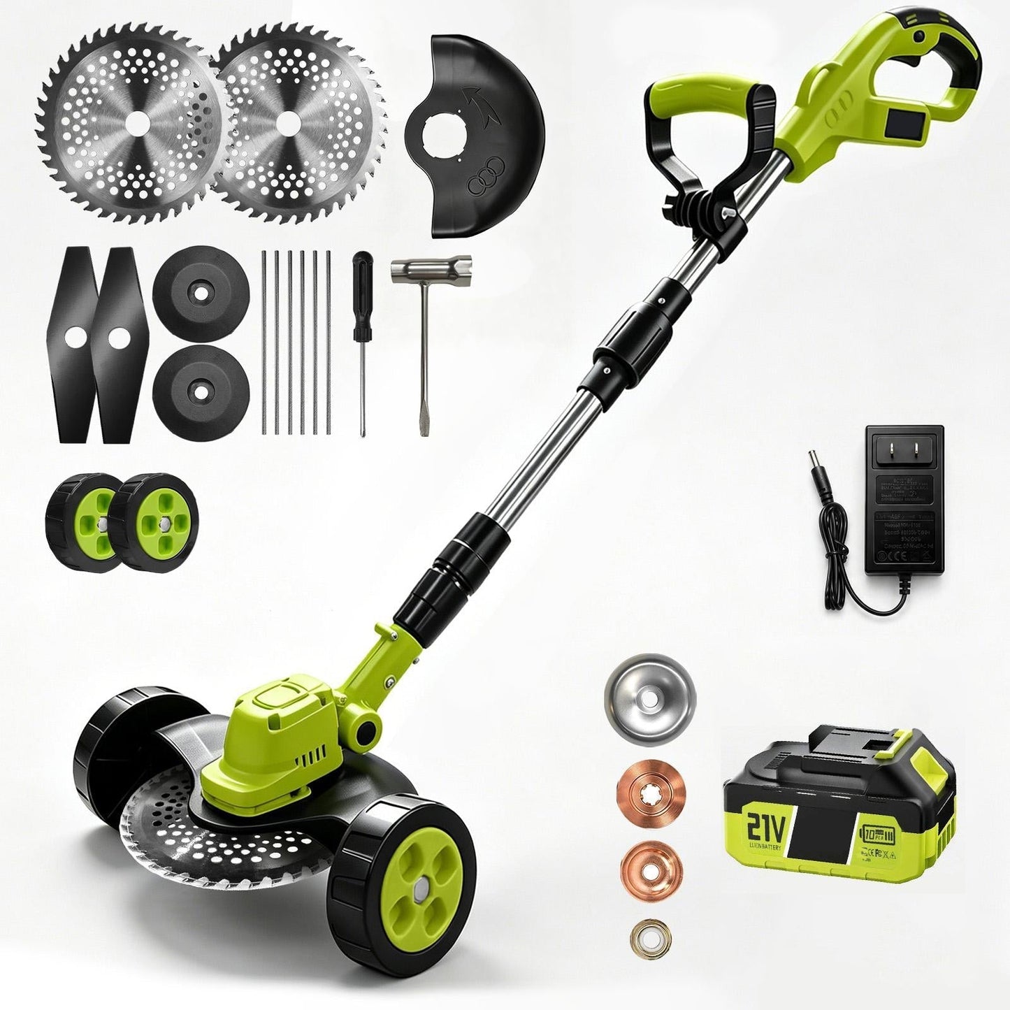 3-in-1 Cordless Lawn Mower with 2Γ21V Batteries, German Quality Lightweight Grass Trimmer & Edger for Small to Medium Gardens