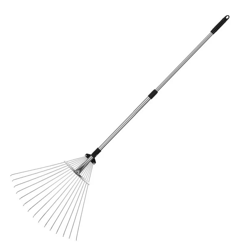 🔥Limited Time 50% OFF🍁 Reach Every Corner – Adjustable Telescopic Leaf Rake with 9 Steel Tines