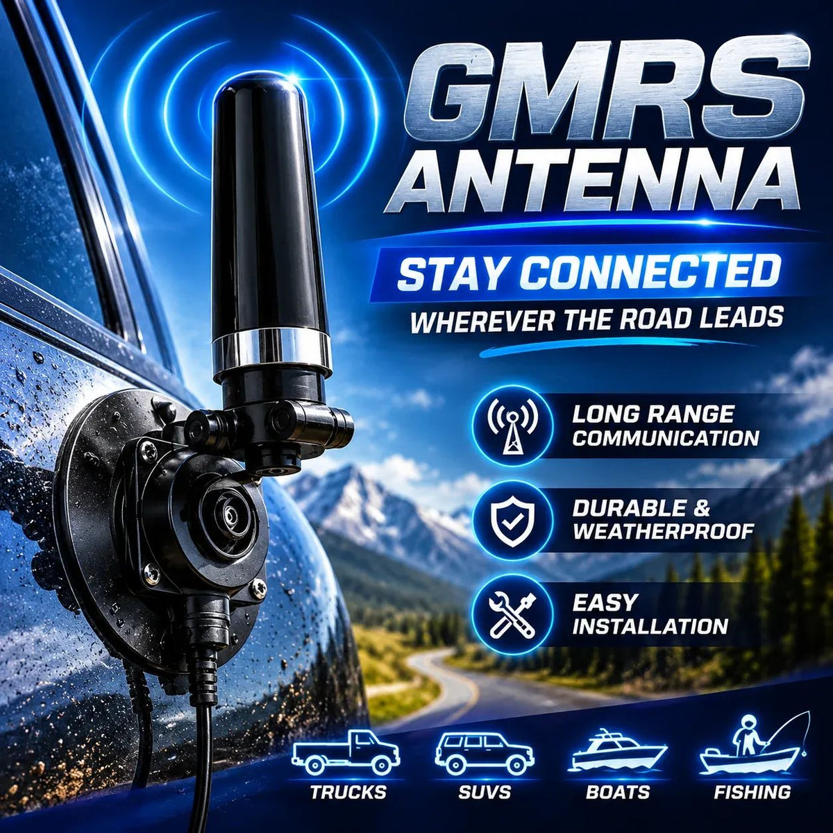 π―π₯ 50% OFF - Universal GMRS Antenna Mount β Heavy-Duty Radio Antenna Bracket for Cars, SUVs, Trucks, Off-Road Vehicles & Boats
