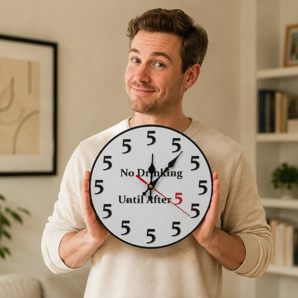 🔥Limited-Time 49% OFF 🔥Funny "No Drinking Until After 5" Round Wall Clock