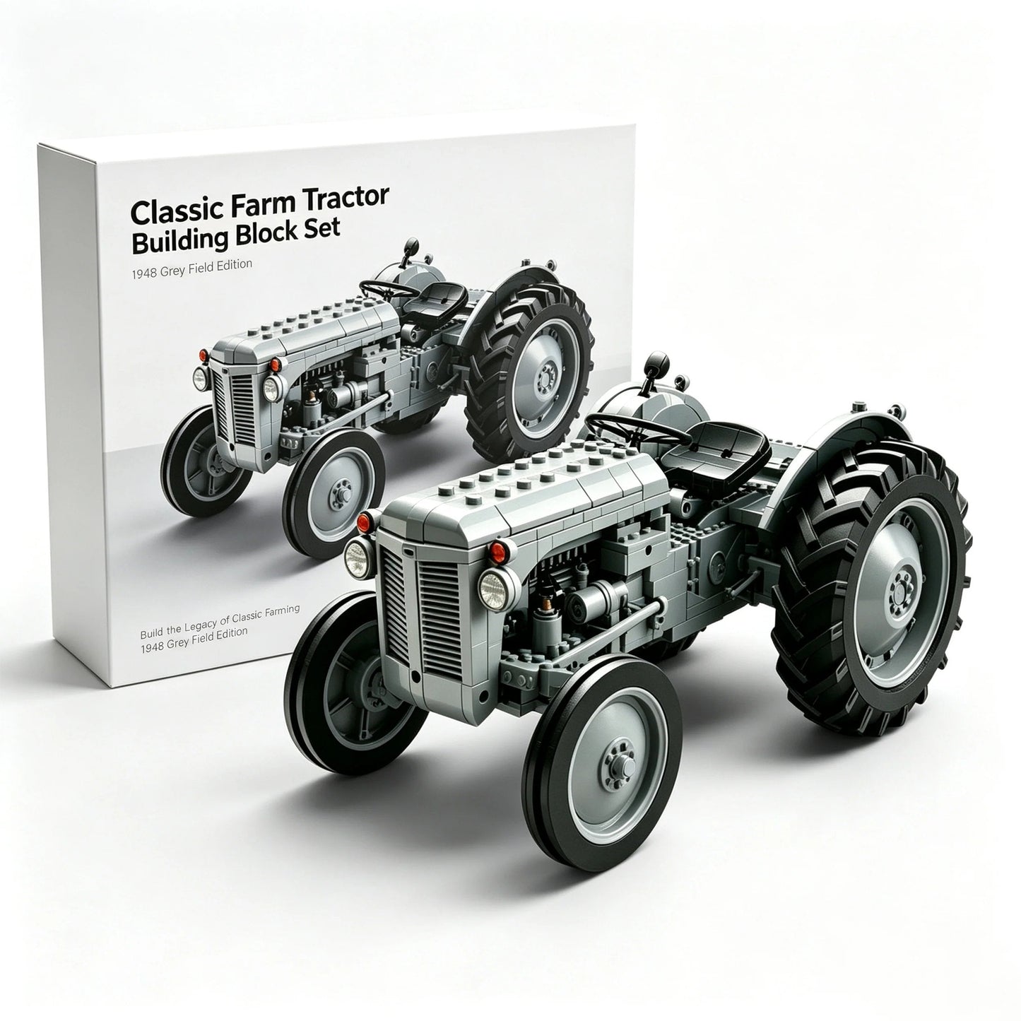 πClassic Farm Tractor Building Block Set β 1948 Grey Field Edition