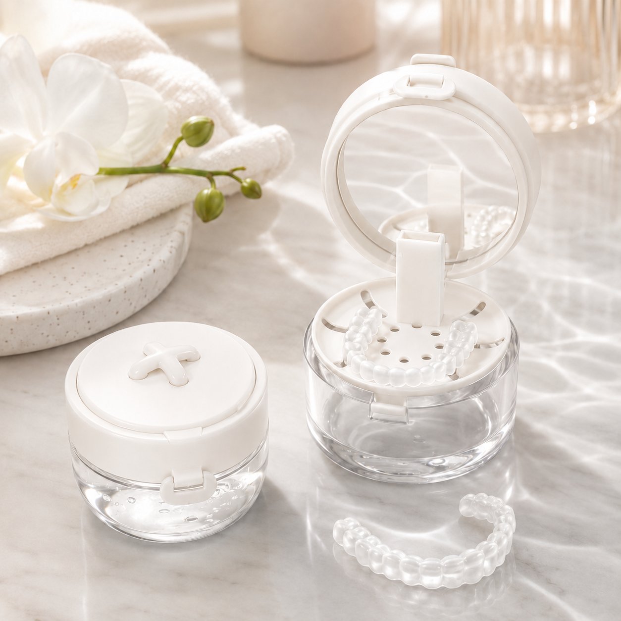 💧Last Day 50% OFF - Portable Retainer and Denture Cleaning Case with Magnetic Lifting Tray🦷✨