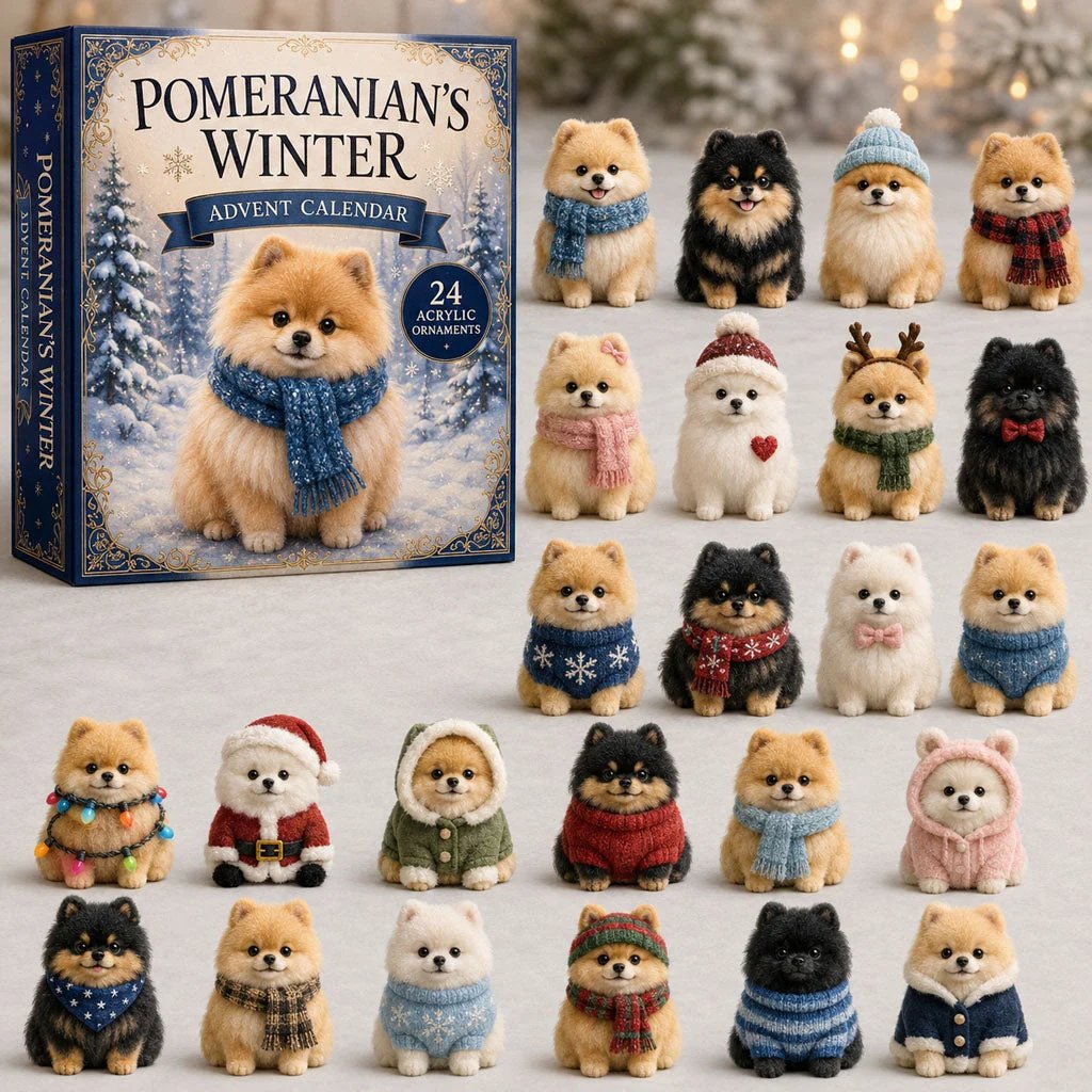 Winter Pomeranian Advent Calendar 2026 β 24 Acrylic Charms
