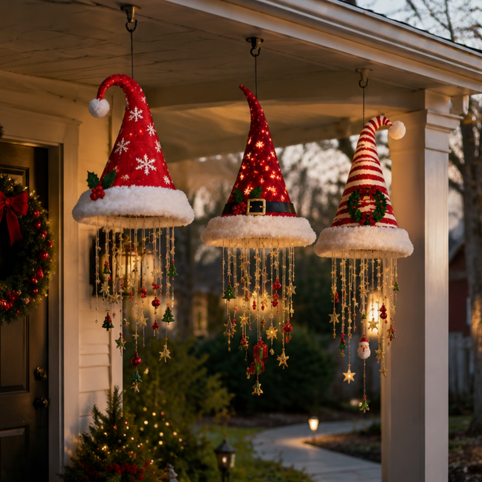 π
Lighted Santa Hat Hanging Chandelier π | 5 Styles Warm LED Christmas String Light | Indoor Outdoor Porch Holiday Decor Gift