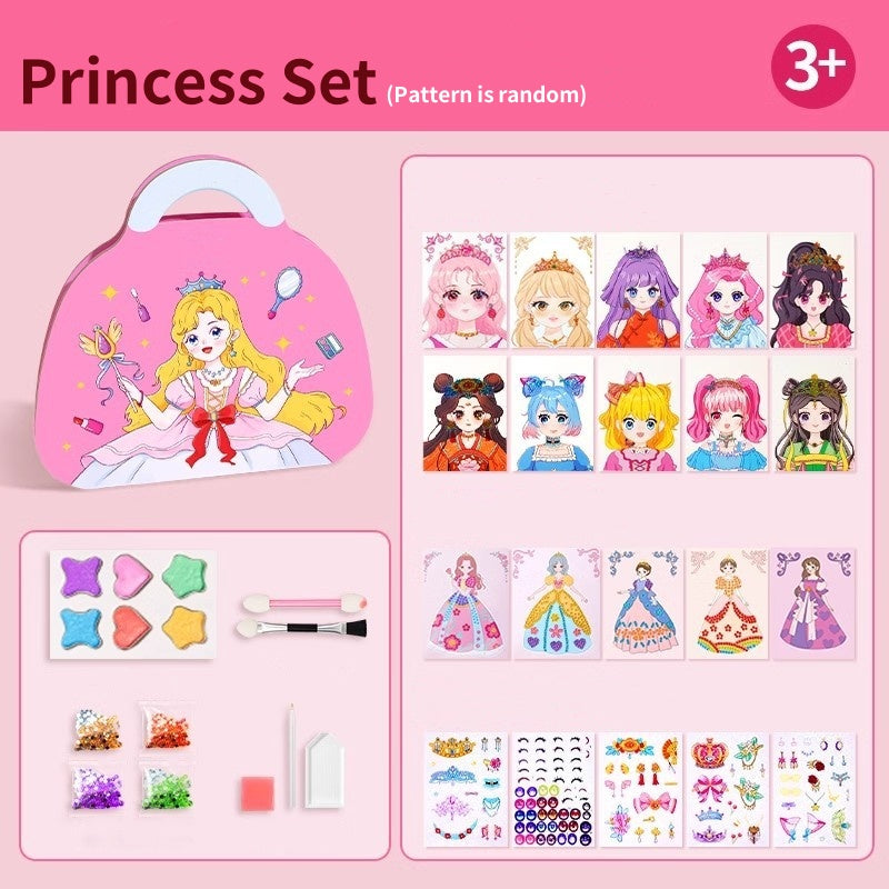 ๐ 50% OFF NOW! ๐จ Princess Makeup & Diamond Painting Craft Kit โ Mess-Free Paper Play, Realistic Fun for Girls โจ