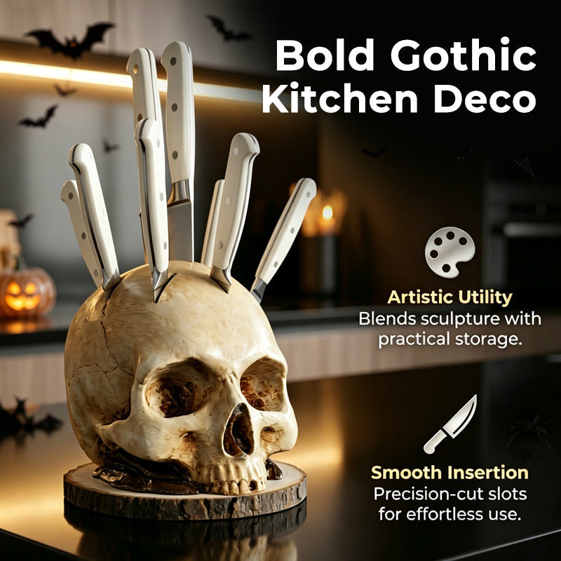 🎃 Halloween Skull Knife Holder – Spooky & Funny Kitchen Knife Storage