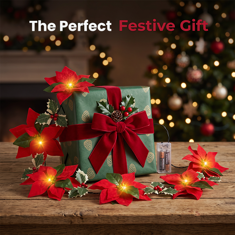 🏵️Christmas Poinsettia Flower String Lights