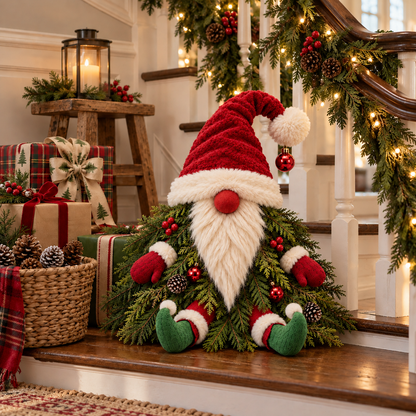 Sitting Christmas Evergreen Gnome Decor