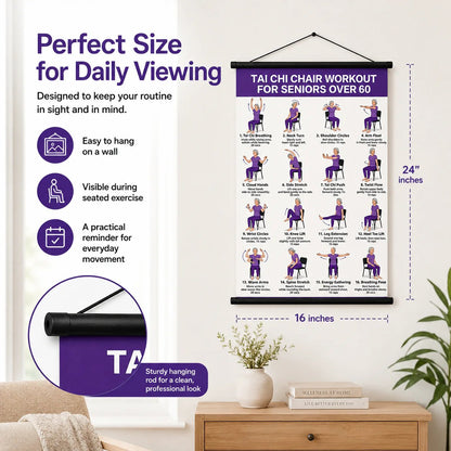 🔥Tai Chi Chair Workout Chart for Seniors (16 x 24 inches)