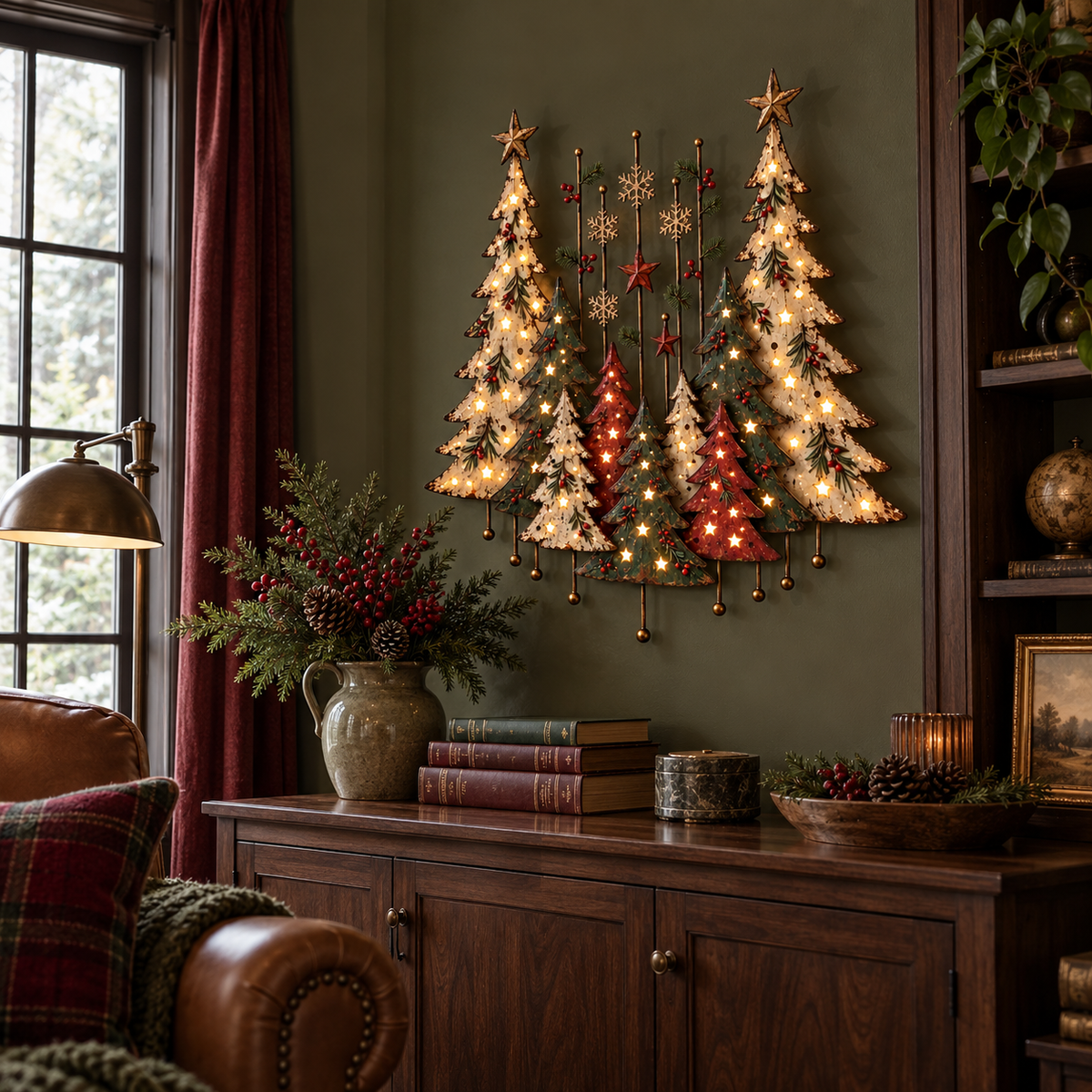 Vintage Christmas Forest Wall Art