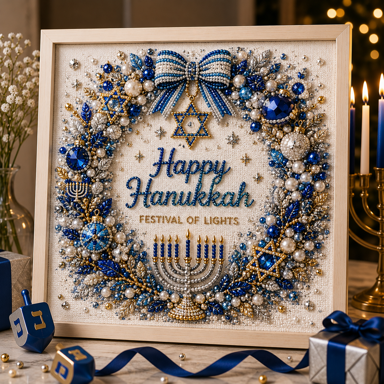 🎁 50% OFF Festival of Lights Sale - DIY Hanukkah Pearl Art Kit ✨