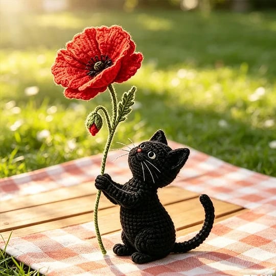 🔥HOT SALE 49% OFF🔥Unisex Memorial Day Poppy Cat Handcrafted Keepsake