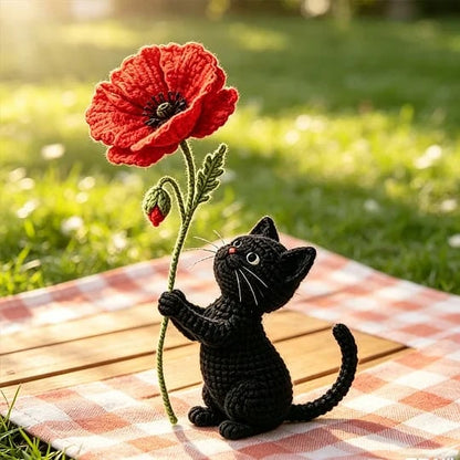 🔥HOT SALE 49% OFF🔥Unisex Memorial Day Poppy Cat Handcrafted Keepsake