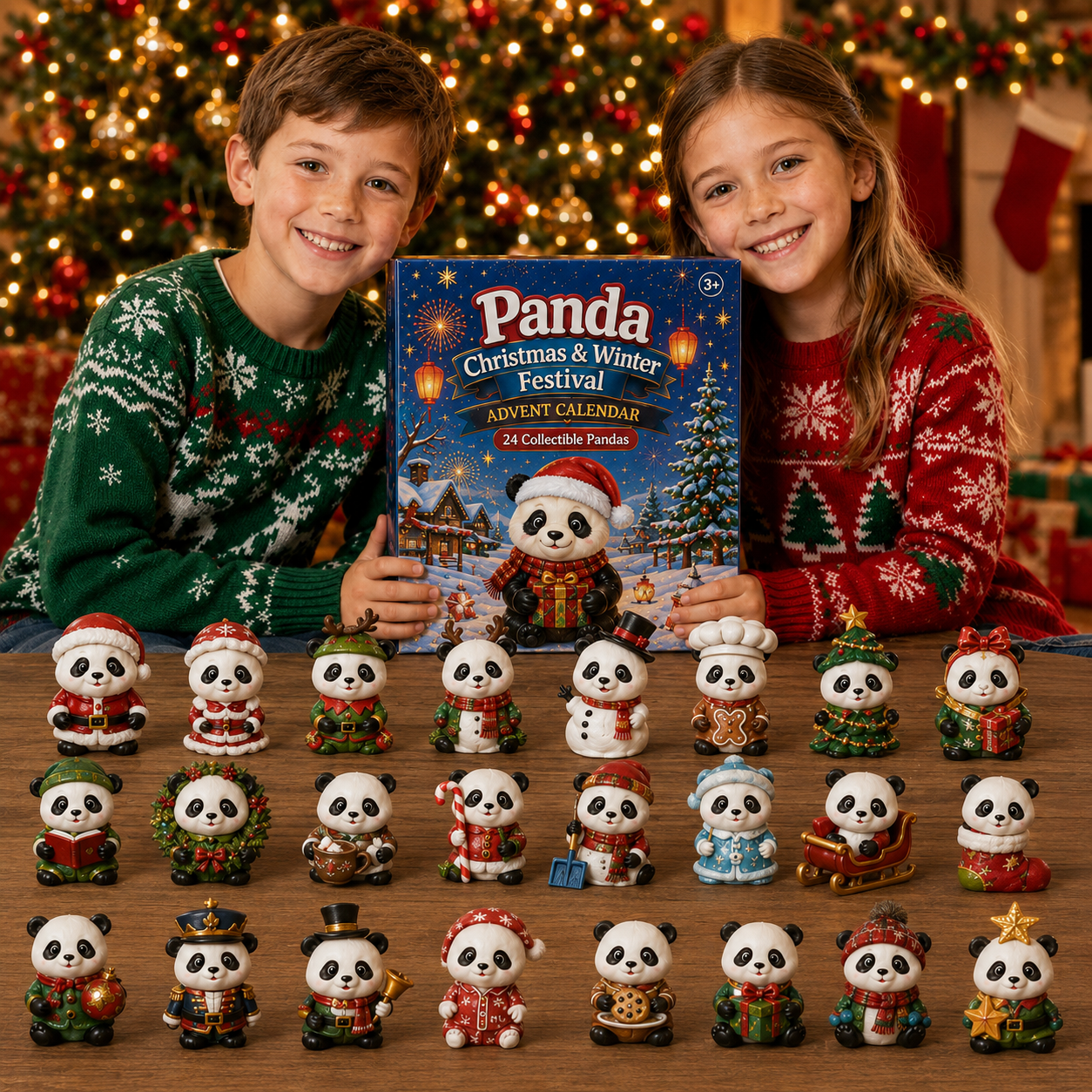 Panda Christmas and Winter Festival Advent Calendar with 24 collectible pandas