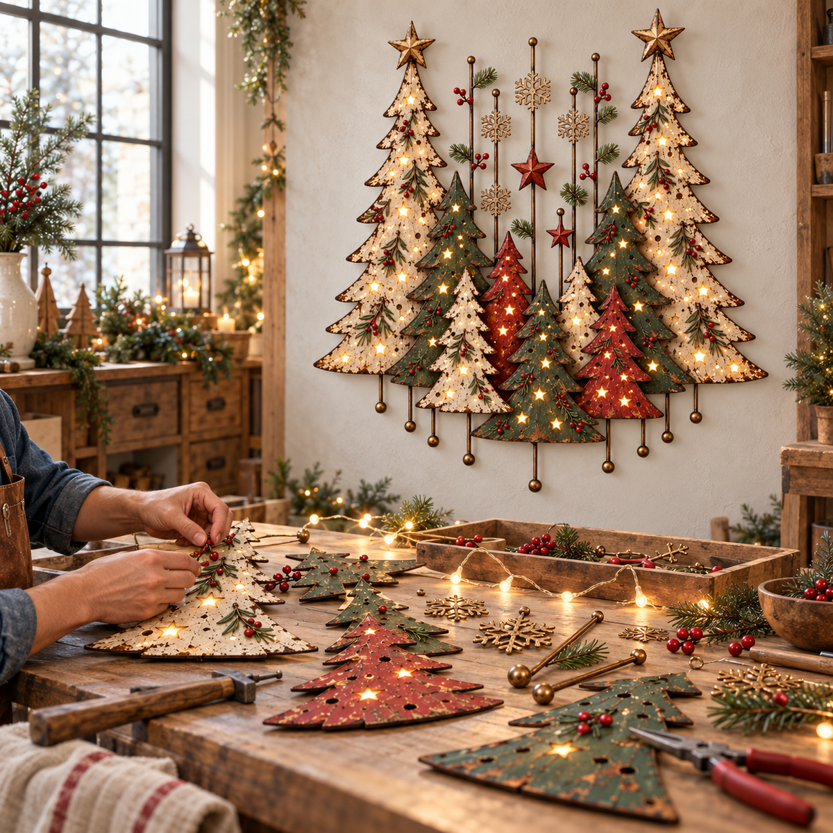 Vintage Christmas Forest Wall Art
