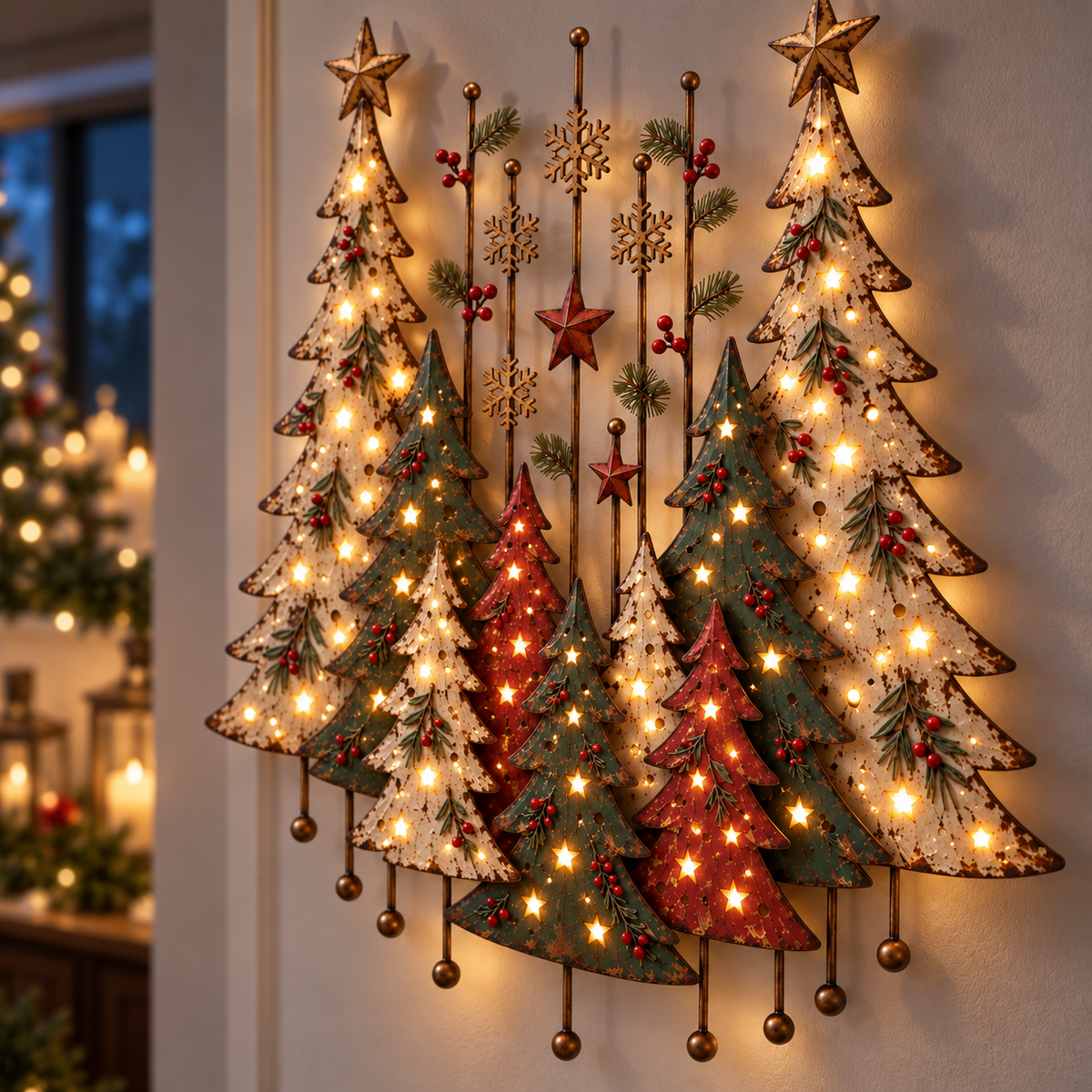 Vintage Christmas Forest Wall Art