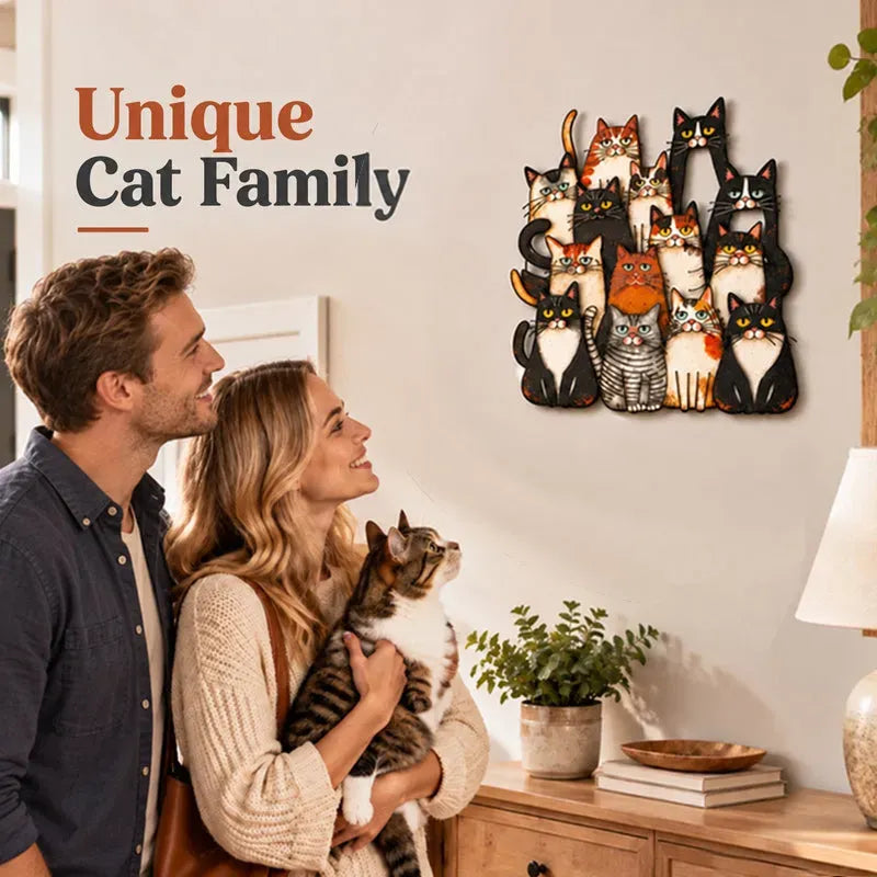 ⏰LAST DAY 50% OFF - Whimsical Cat Family Metal Wall Art😻🐾