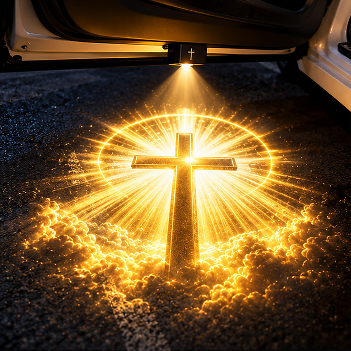 🔥Last day 50% OFF-Christian Car Door Projector Light – Golden Cross & Faith-Inspired Welcome Light