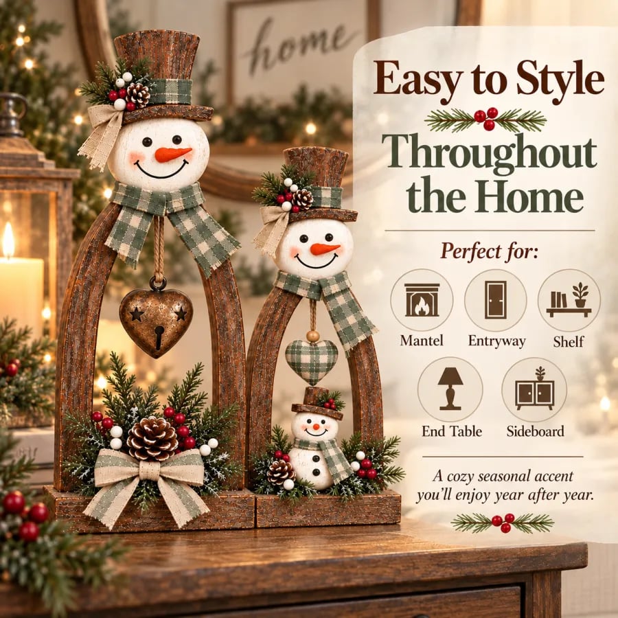 🤎Rustic Vintage Snowman Tabletop Decor Set ☃️