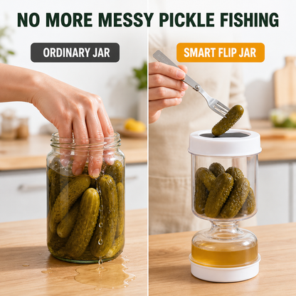 Pickle Jar — — With Strainer Flip and Fork