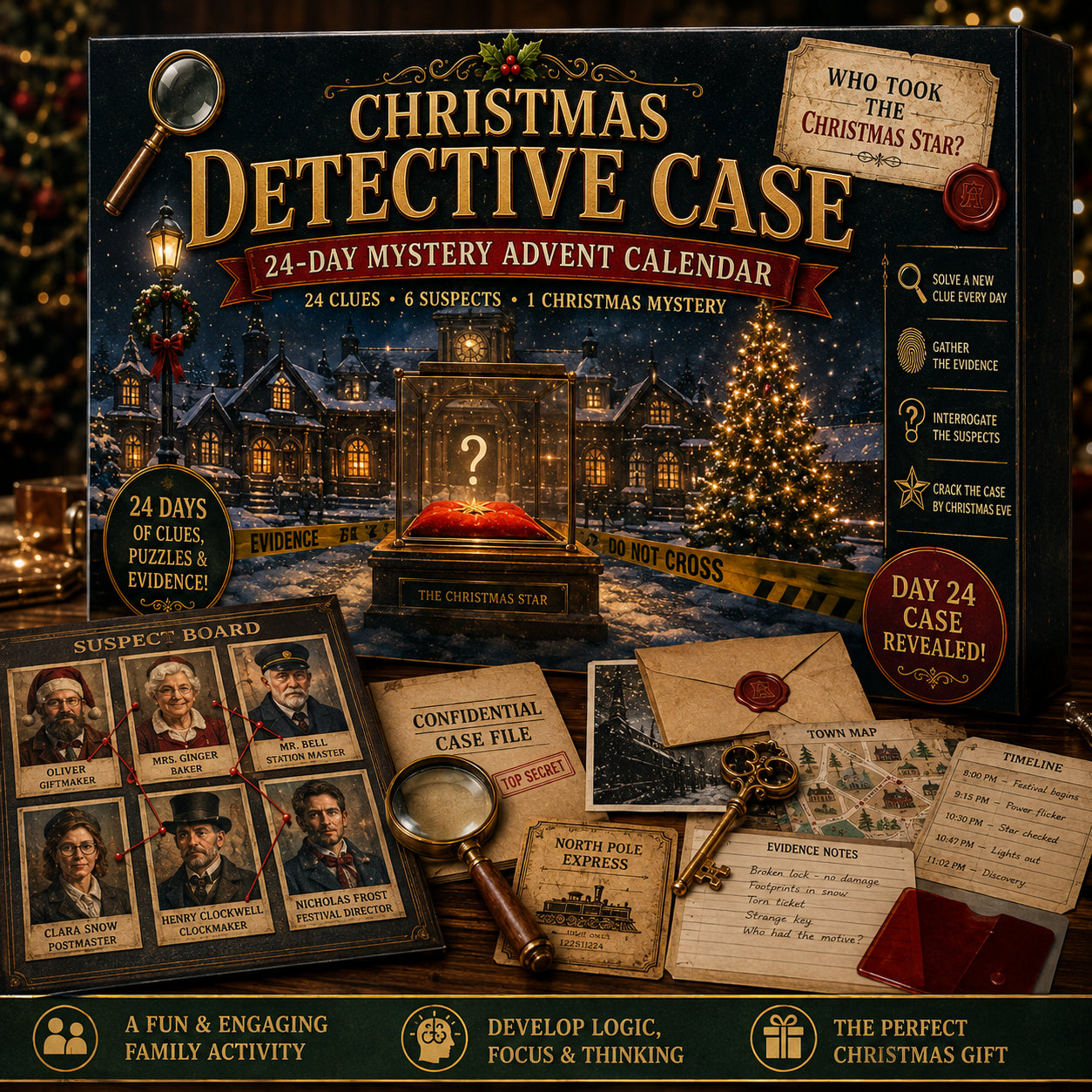 ⏳🎄🔎 Mystery Adventure Advent Calendar -24 Days, 24 Clues, One Final Reveal