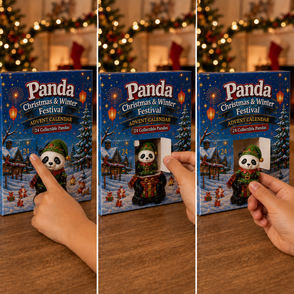 Three-step daily panda advent calendar reveal