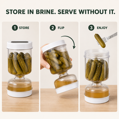 Pickle Jar — — With Strainer Flip and Fork