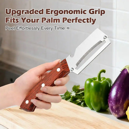 🔥WOVERSSY®Wooden-Handled Stainless Steel Sharp Peeler with Built