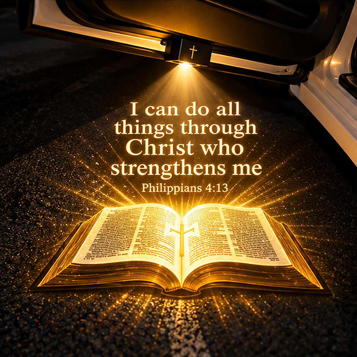 🔥Last day 50% OFF-Christian Car Door Projector Light – Golden Cross & Faith-Inspired Welcome Light
